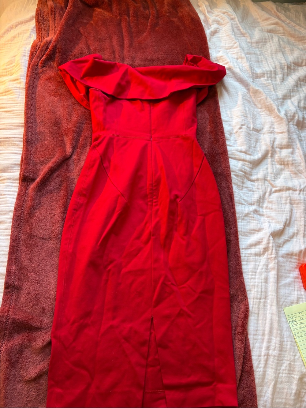 Off-Shoulder Red Midi Dress